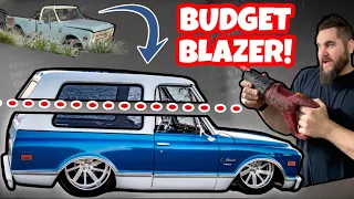 TURNING A RUSTY LONG BED  C10 TRUCK INTO THE BADDEST BUDGET BLAZER CONVERSION EVER! HOT RAT ROD!