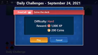 Microsoft Solitaire Collection | FreeCell Hard | September 24, 2021 | Daily Challenges