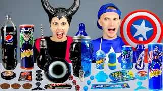 Blue Food vs Black Food Challenge 디저트 챌린지 Bad Girl vs Captain by HUBAGIRL