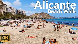 Alicante Beach Walk - Walking Tour of Playa Postiguet in June 2023 (4K Ultra HD, 60fps)