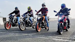 Pulsar N250 Vs Pulsar Ns200 Vs Duke200 Vs MT15 Race | Quad Battle