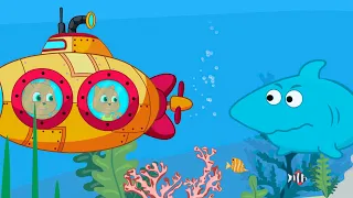 Cats Family in English - Shark vs submarine Cartoon for Kids