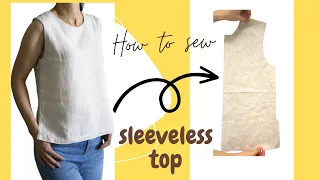 DIY//Sleeveless Linen Top with split/for beginner.