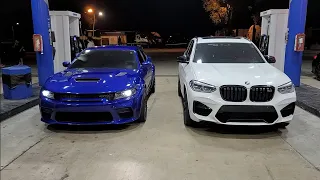 2022 Dodge Charger Hellcat Widebody Intake vs 2020 BMW X3M Competition Downpipes 93