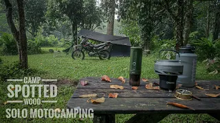 SOLO MOTOCAMPING, CAMP SPOTTED-WOOD, SOUNDS OF NATURE, SILENT VLOG , FIRE MAPLE, OUTIN COFFEE