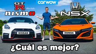 Honda NSX vs Nissan GT-R NISMO ¡reseña con 0-100km/h, 1/4 milla + prueba de frenado!