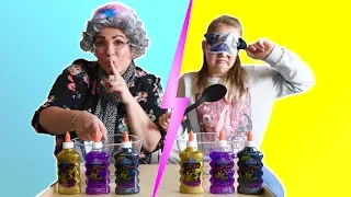 Twin Telepathy Slime Challenge Blindfolded!!! Ruby Rube VS Greedy Granny