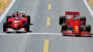 Ferrari F1 2021 vs Ferrari F1 2000 - Desert Drag Race