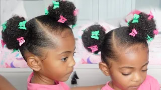 10 Min Easy & Cute Bun Hairstyle for Babies & Toddlers| Curly Hair Routine | Little Black Girls