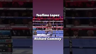 Teofimo Lopez vs Richard Commey right hand shot for the knockdown