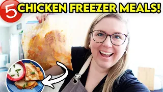 5 Family Friendly CHICKEN FREEZER MEALS! ⭐ Easy Crockpot Recipes