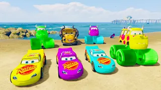 Lightning McQueen's Epic Escape from Spider-Legged Monsters | Epic Escape Spider Car | GTA V