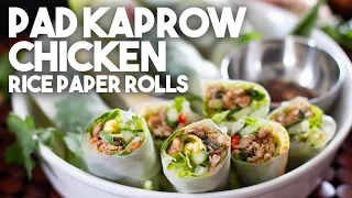 Pad Kaprow Chicken Rice Paper Wraps | Kravings
