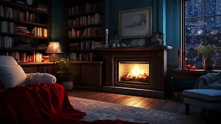 A Warm and 4K Cozy House | Smooth Wind Sounds & Crackling Fireplaces for Relaxing, Study