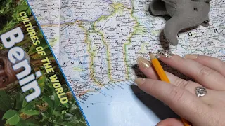 ASMR ~ Benin History & Geography ~ Soft Spoken Map Pointing Page Turning Book Sounds