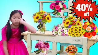 Wendy Opens a Toy Flower Shop  Fun Shopping Video with Kids Toys