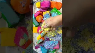 Dyed shapes #asmr #crunchy #powdery #satisfying #relaxing #stressrelief #calming #sleepaid