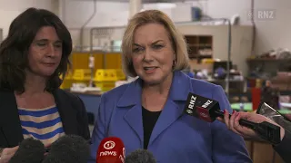 National Party leader Judith Collins speaks to media in Auckland on the Cook Islands travel bubble.