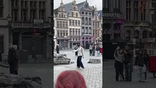 yeonjun filming a tiktok in antwerp