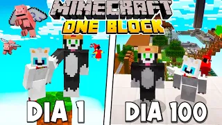 SOBREVIVÍMOS 100 DÍAS en UN SOLO BLOQUE en MINECRAFT 😱✨ Emilexy OneBlock