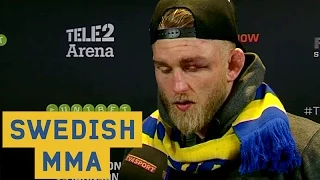 Alexander Gustafsson holding back his tears after the loss to Anthony Johnson