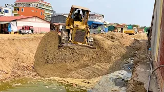 Great new action, Updating Processing Filling Build Foundation Village By Bulldozer Push Rock sand