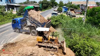 Wow.!! First ​Starting New Project Landfilling Adjacent To National Road​ With Skills Dozer Trucks