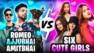 Romeo, Ajjubhai & Amitbhai Vs 6 Random Cute Girls😍- Isme Toh Haarna Padega😂- Garena Free Fire