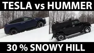 Tesla vs Hummer on steep hill