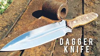 Making DAGGER KNIFE from rusty Leaf Spring