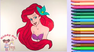 🌈 Drawing and Coloring Ariel from The Little Mermaid | Kids Art