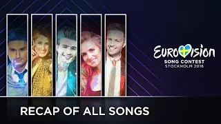 2016 Eurovision Song Contest · Recap Of All Songs (Semi-Final Allocation)