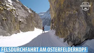 Felsdurchfahrt am Osterfelderkopf: Pisten 15, 16 im Skigebiet Garmisch Classic