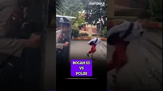 Adu Kuat Rombongan Bocah SD Vs Barikade Polisi #merdekadotcom #polisiindonesia