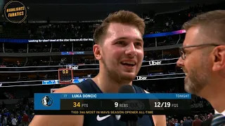 Luka Doncic MVP Chants and Post-game Interview. Season Debut vs Wizards 23/10/2019