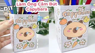 Cách Làm ống cắm bút Capybara bằng giấy học sinh/ DIY Pen holder/ Liam Channel