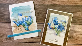 Working on two custom Texas Bluebonnet Cards