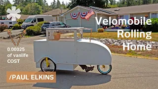 His Velomobile RV is a bicycle-camper to live (bed, kitchen, WC included)