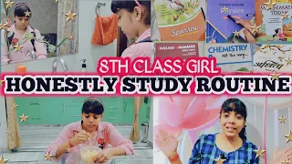 Study Routine 🧑‍🏫of 8th Grader girl | Honestly study routine📚 | Full day routine | Dazzle and Nayan