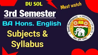 DU SOL - BA Hons English - 3rd Semester Subjects & Syllabus - Best Writer's Books