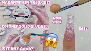 TRYING MAKARTT 4 IN 1 SOLID GLUX GEL WITH DUAL FORMS | COLORED NON STICK SOLID GLUE GEL | EASY NAILS