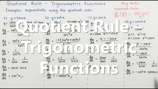 Quotient Rule - Trigonometric Functions