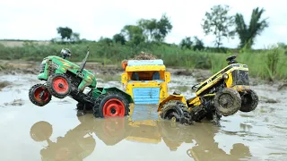 Tipper Truck Stuck in Deep Mud pulling Out Mini Eicher | ALT | Mahindra |Sonalika Tractor | CS Toy