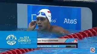 Swimming Men's 100m Backstroke Heat 2 (Day 1) | 28th SEA Games Singapore 2015