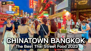 🇹🇭 4K HDR | The Best Thai Street Food | Night Walk in Chinatown Yaowarat Bangkok