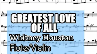 Greatest Love of All Flute Violin Sheet Music Backing Track Play Along Partitura