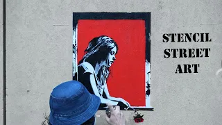 Detailed Street Art - Stencil Painting of "Love & Despair"