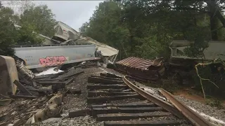 Washout derails train in Lilburn sparking fire, evacuations