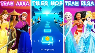 Anna Raya Belle Vs Elsa Moana Cinderella But In Tiles Hop EDM Rush! Frozen, Moana, Disney Songs!