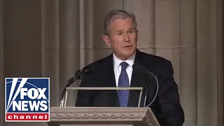 George W. Bush delivers an emotional eulogy at his father's funeral